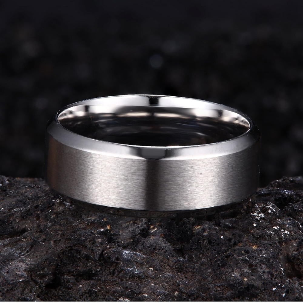 Men’s Stainless Steel Wedding Bands 8MM, 3Pcs Set - Picture 7 of 9